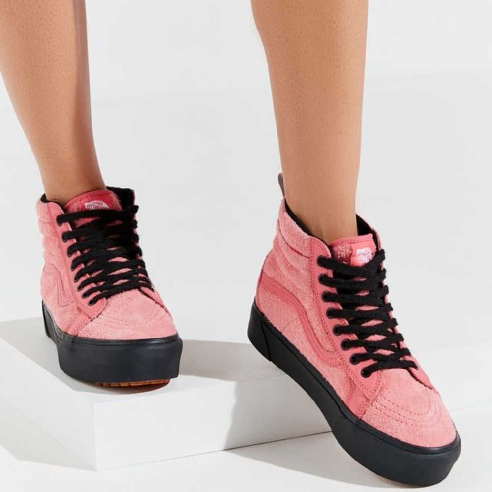 Vans Pink and Black High-Top Sneakers